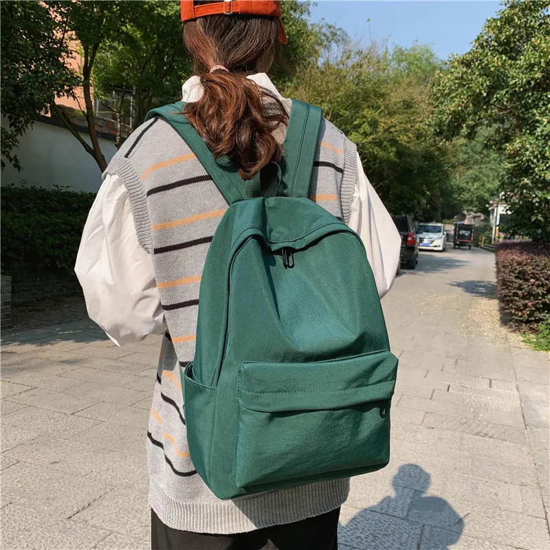 HACIN Nylon Backpack Medium Size Unisex Red/Green/Black-5