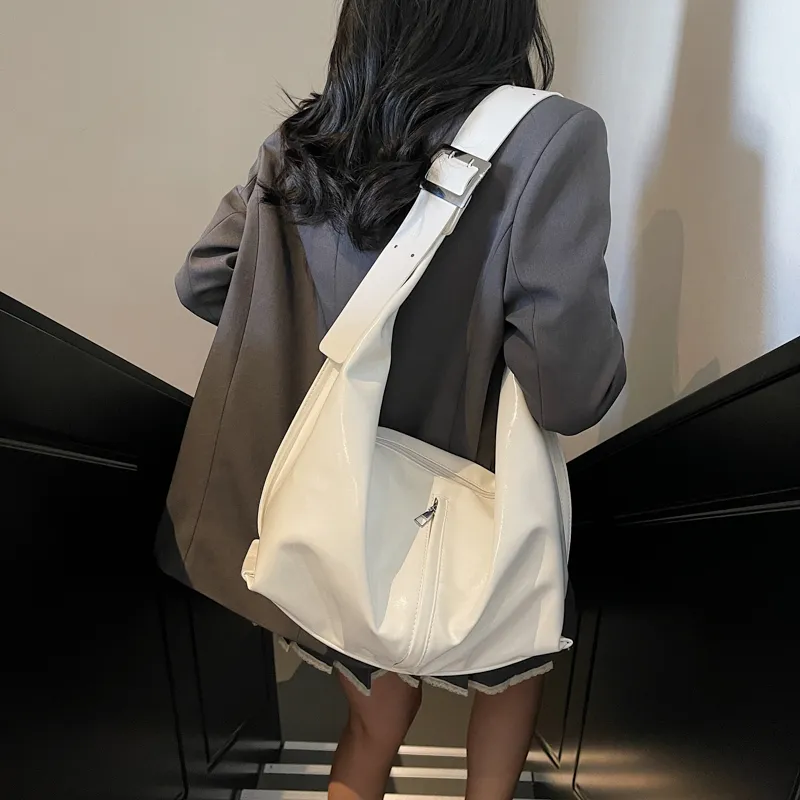 HACIN PU Shoulder Bag Regular Women's White/Silver/Black/Blue/Pink-2