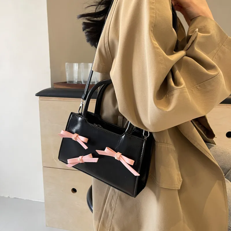 HACIN PU Handbag Regular Women's Black Pink/Black Blue/White/Silver/Pink-2