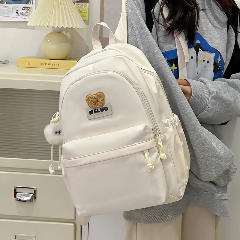 HACIN Nylon Backpack Regular Women's Mint Green/White/Black/Yellow/Pink-3