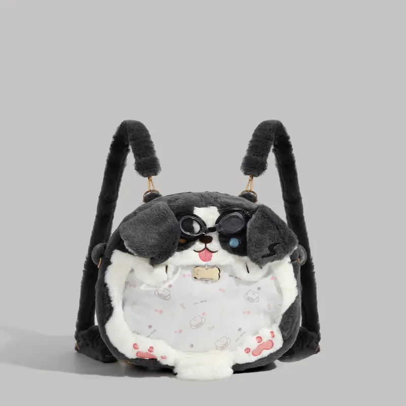 HACIN Plush Backpack Regular Women's Ecru/Gray-4