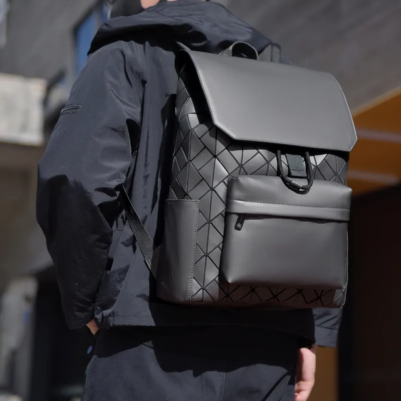 HACIN Oxford Backpack Men's Gray/Black/Dazzling Color-0