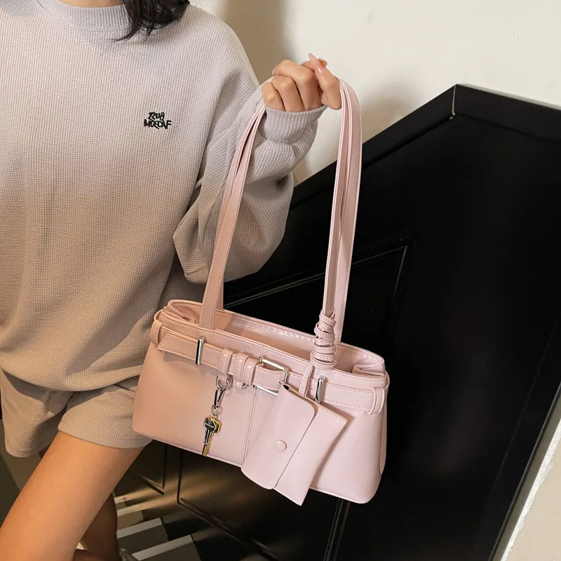 HACIN PU Shoulder Bag Women's Ecru/Silver/Black/Blue/Pink-22