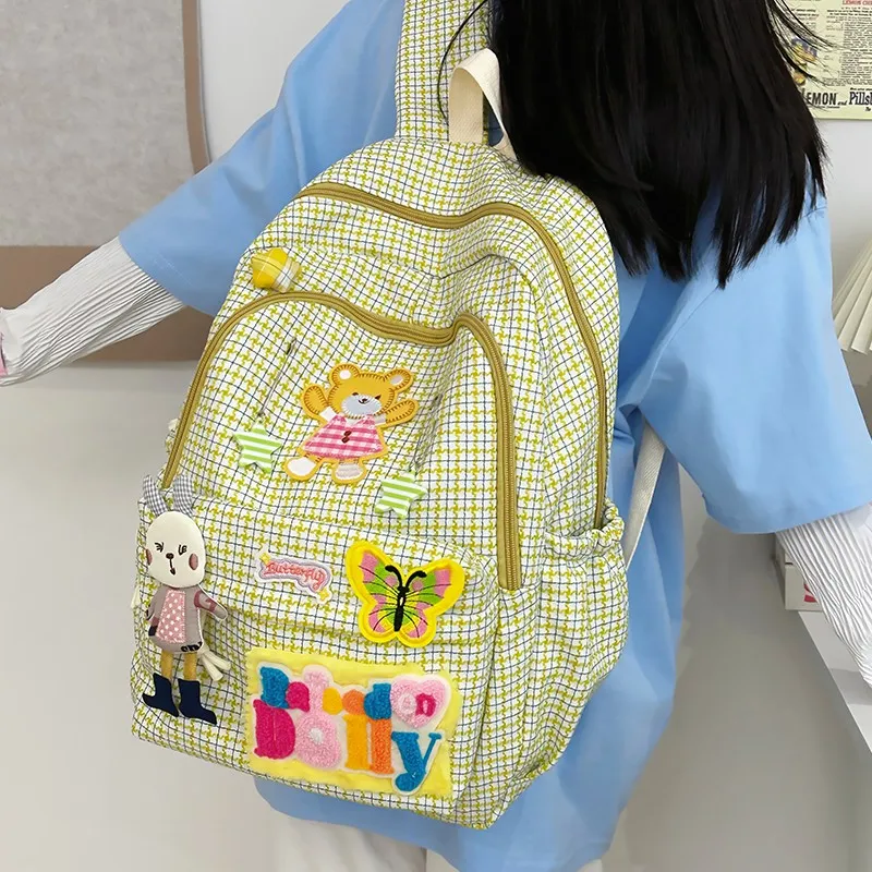 HACIN Nylon Backpack Regular Women's White/Yellow-3