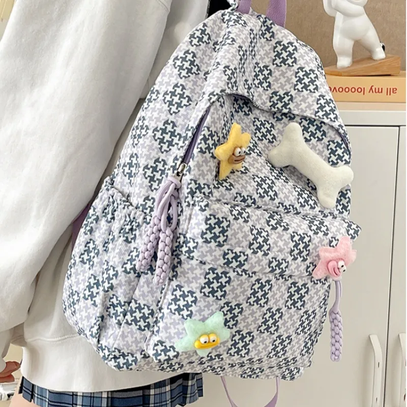 HACIN Nylon Backpack Women's Black/Pink/Violet/Green/Sky Blue-6