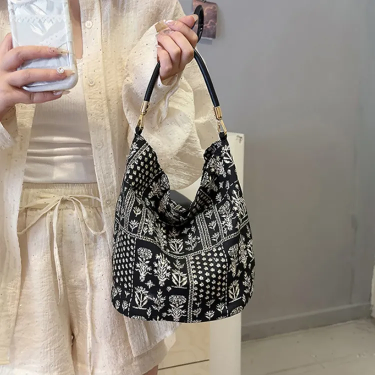 HACIN Nylon Fabric Portable Crossbody Bag Shoulder Bag Women's White/Black-6