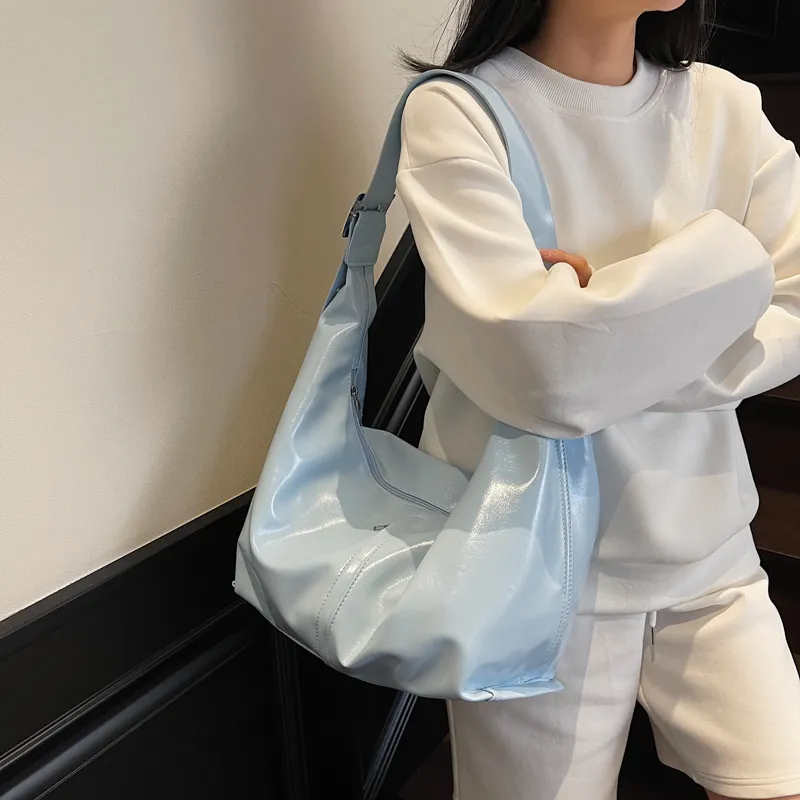 HACIN PU Shoulder Bag Regular Women's White/Silver/Black/Blue/Pink-13