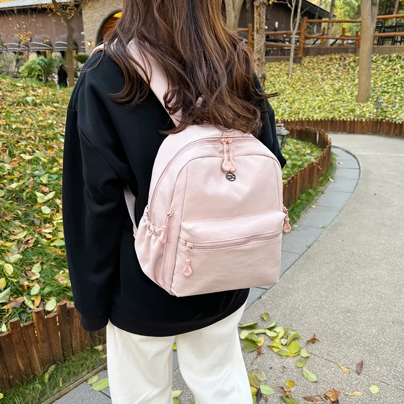 HACIN Oxford Backpack Women's Ivory/Black/Mint Green/Dusty Pink-11