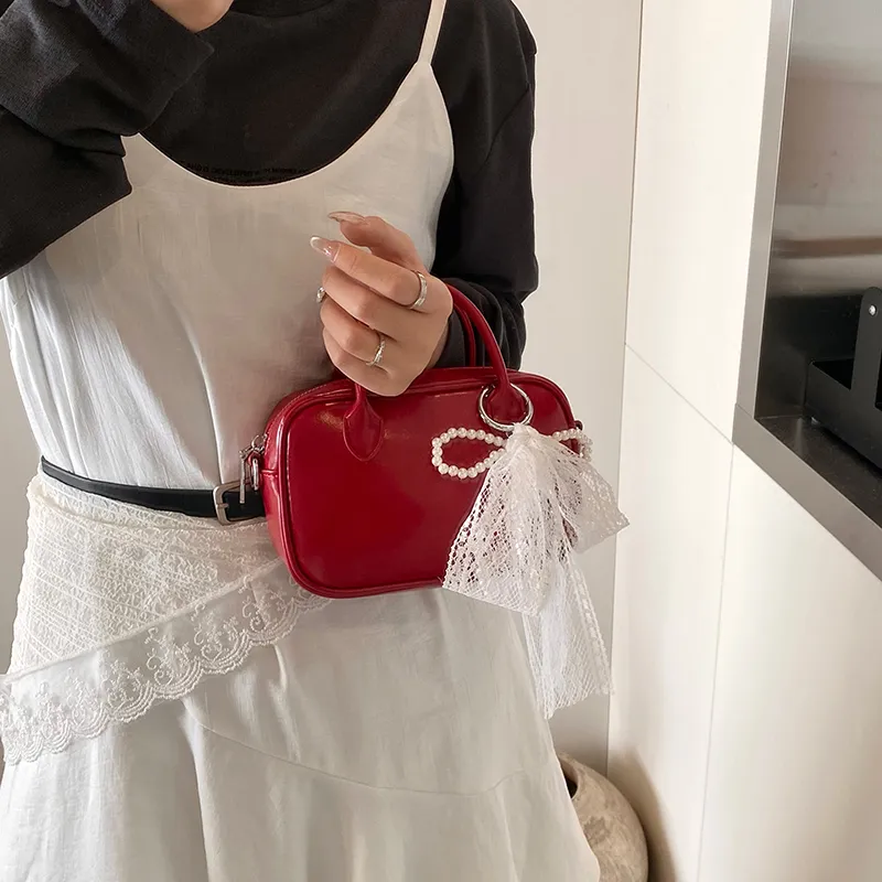 HACIN PU Handbag Women's Black/Red/Blue/Pink-4