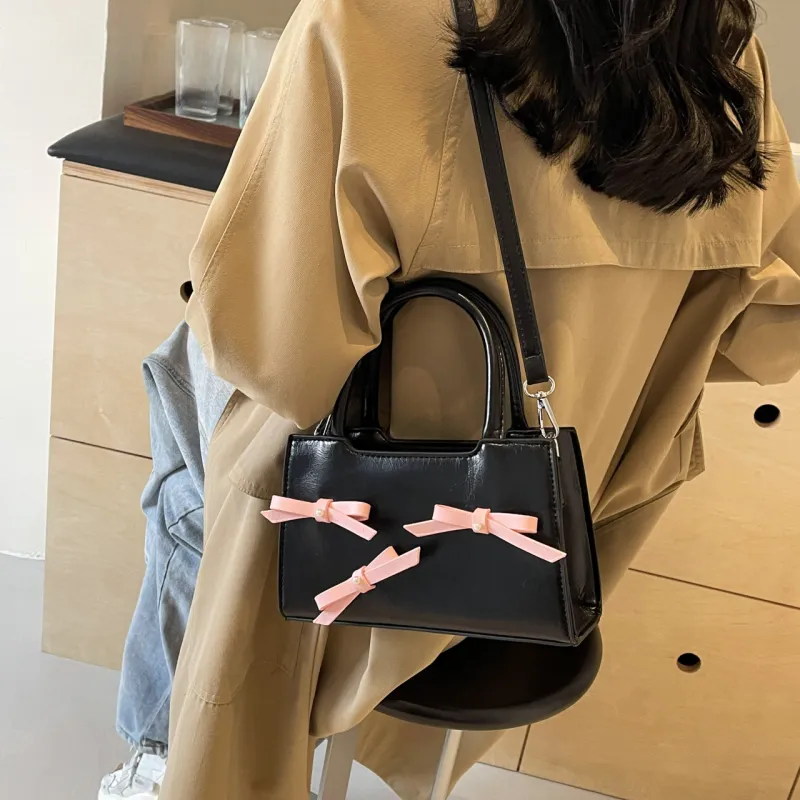 HACIN PU Handbag Regular Women's Black Pink/Black Blue/White/Silver/Pink-1