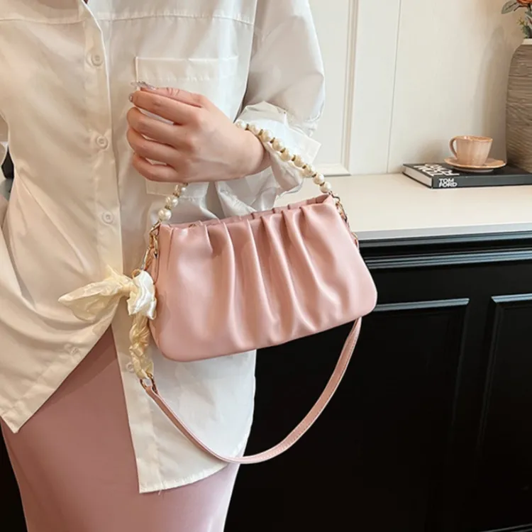 HACIN PU Shoulder Bag Women's White/Ecru/Black/Green/Pink-15