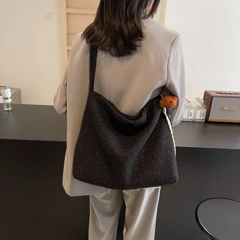 HACIN Plush Crossbody Bag, Shoulder Bag Regular Women's Black/Gray/Coffee-1