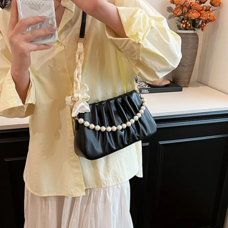 HACIN PU Shoulder Bag Women's White/Ecru/Black/Green/Pink-7