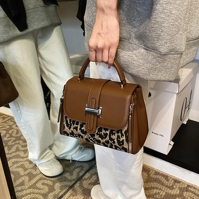 HACIN PU Handbag Regular Women's Black/Brown-3