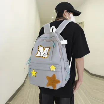HACIN Nylon Fabric Backpack Unisex Multicolor