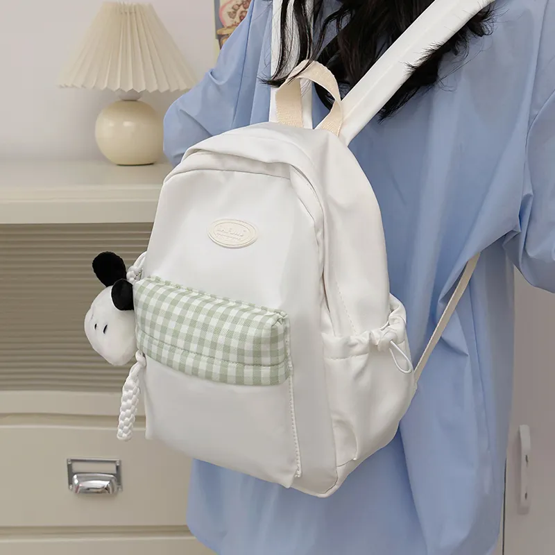 HACIN Nylon Backpack Regular Women's White/Black/Yellow/Green/Blue-2