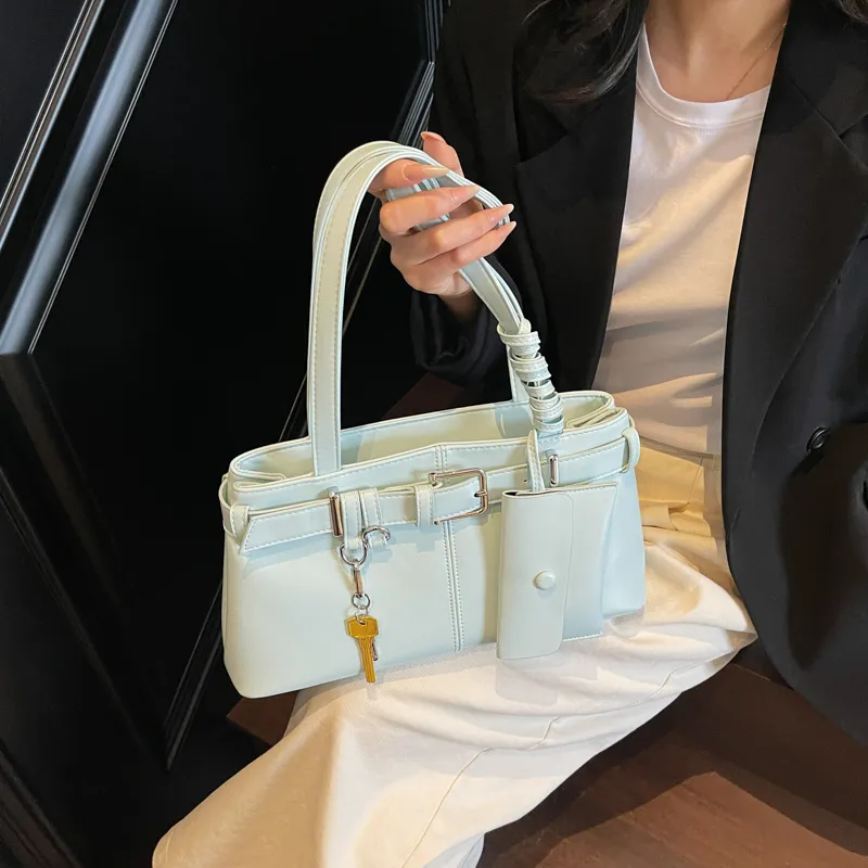 HACIN PU Shoulder Bag Women's Ecru/Silver/Black/Blue/Pink-32