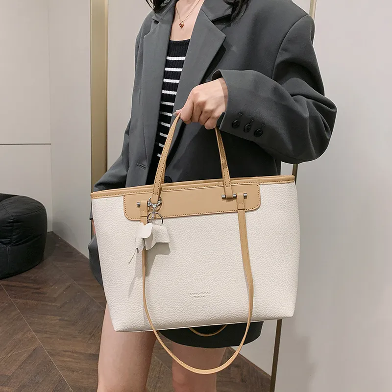 HACIN PU Shoulder Bag Regular Women's White/Black/Khaki/Brown-0