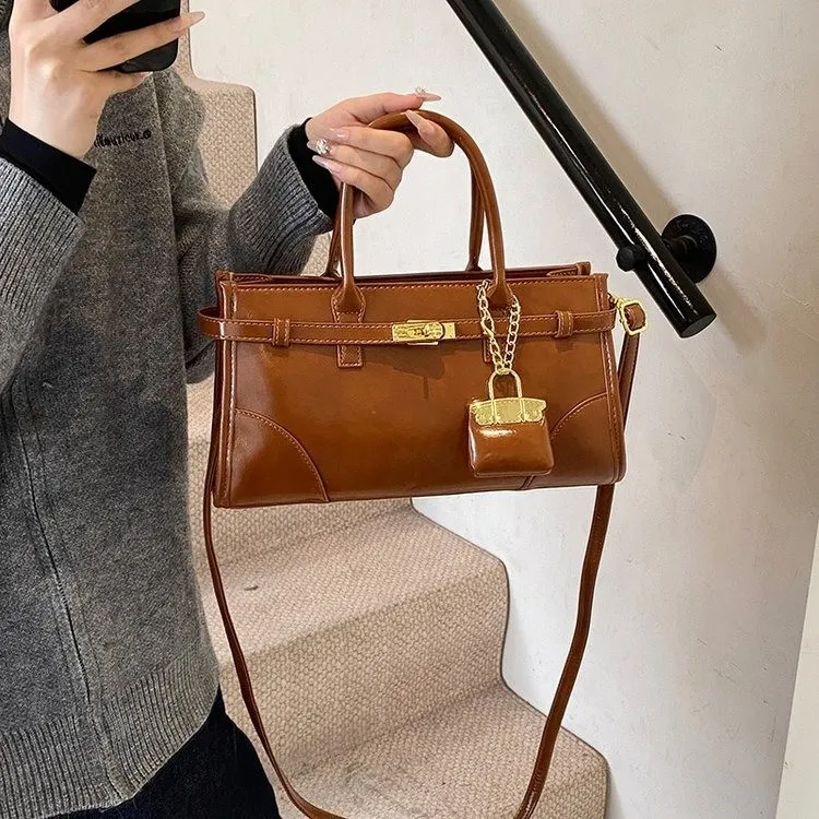 HACIN PU Handbag Women's Black/Coffee/Brown-4