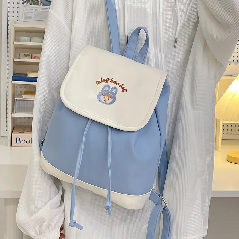 HACIN Nylon Backpack Regular Women's White/Yellow/Blue-8