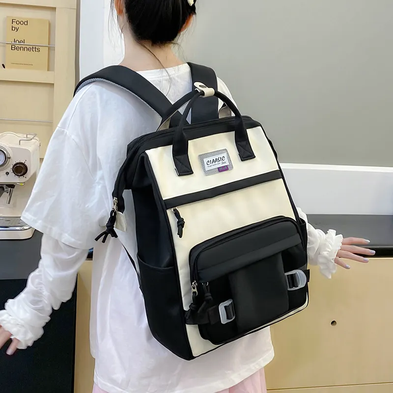 HACIN Nylon Backpack Regular Unisex Black/Purple/Khaki/Green-1