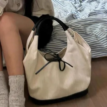 HACIN Canvas Bag, Handbag Women's White