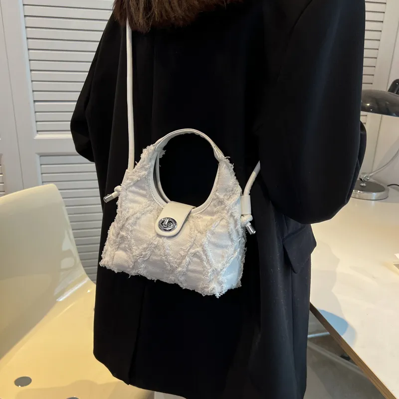 HACIN Denim One Shoulder Handbag Regular Women's Black/White/Blue/Pink-1