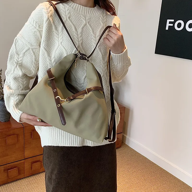 HACIN PU Shoulder Bag Backpack Shoulder Bag Regular Women's Khaki Green/Coffee-2