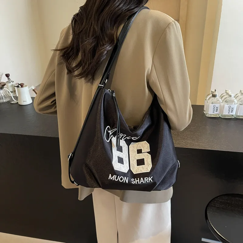 HACIN Synthetic Leather Tote Portable Crossbody Bag, Shoulder Bag Women's White/Silver/Black/Blue-7