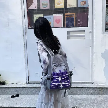 HACIN Nylon Backpack Regular Women's Purple/Green