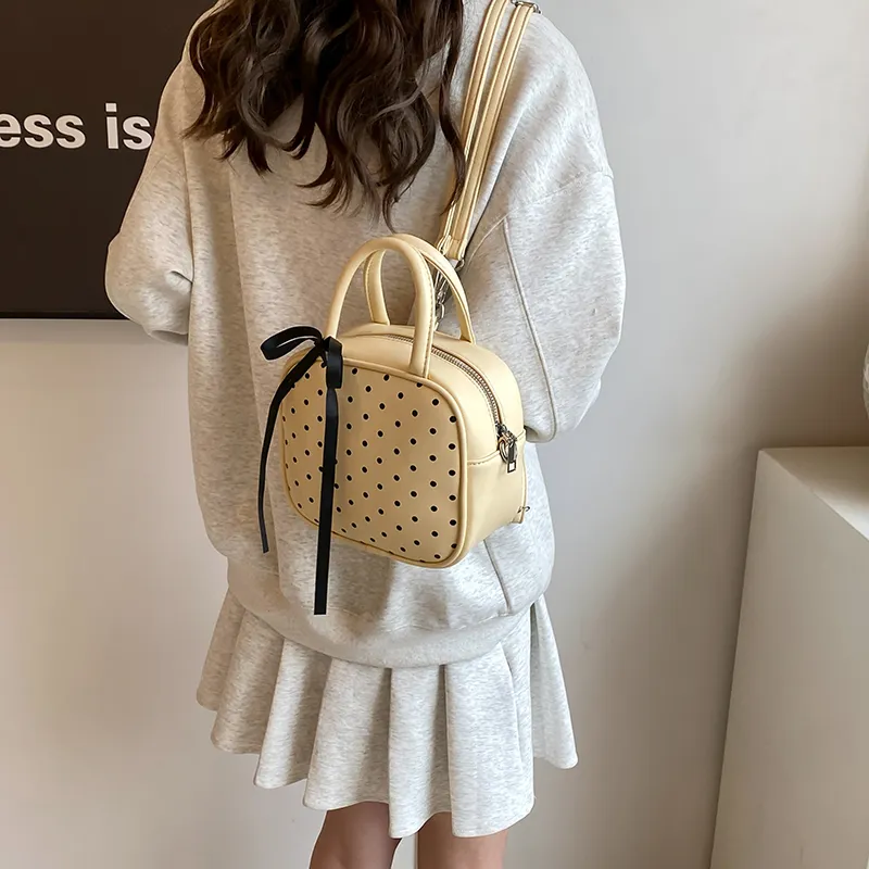 HACIN PU Backpack Regular Women's White/Yellow/Blue-5