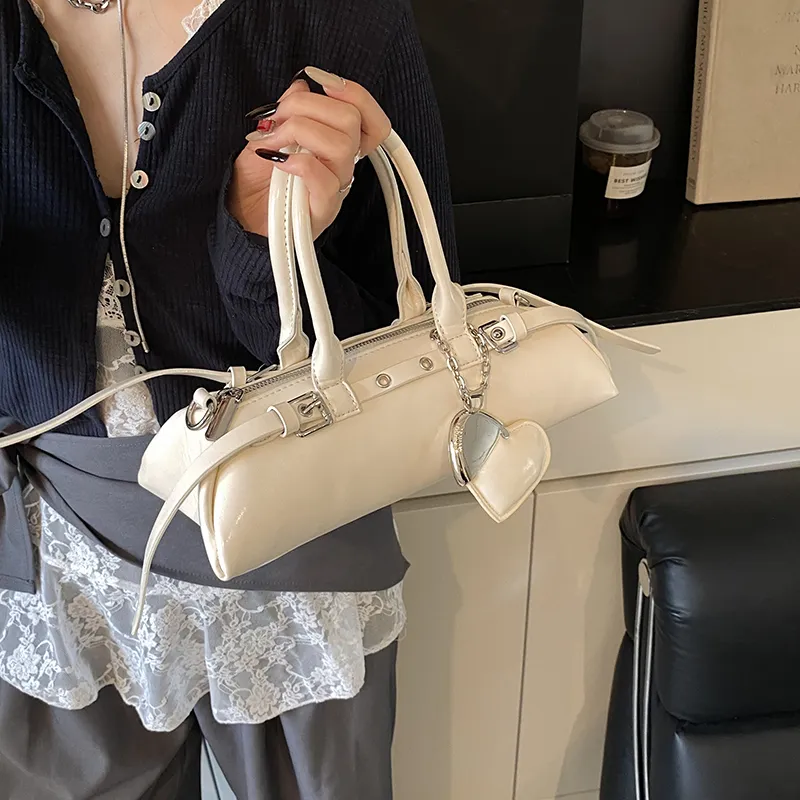 HACIN PU Crossbody Handbag, Shoulder Bag Women's Ecru/Silver/Black/Pink-1