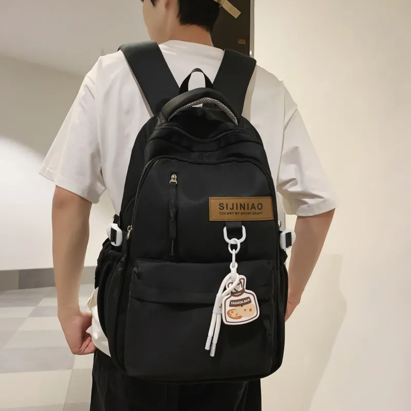HACIN Nylon Backpack Unisex White/Black/Red/Blue-5