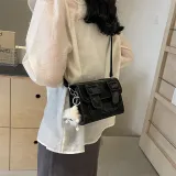 HACIN PU Shoulder Bag Crossbody Bag Women's Ecru/Black/Blue/Pink