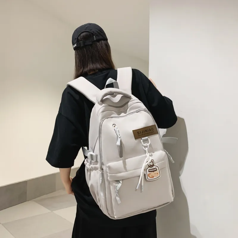 HACIN Nylon Backpack Unisex White/Black/Red/Blue-2