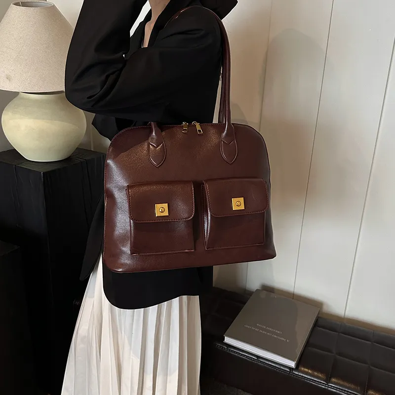 HACIN Synthetic Leather Handbag Shoulder Bag Regular Women's Black/Coffee/Brown/Angora Red-13