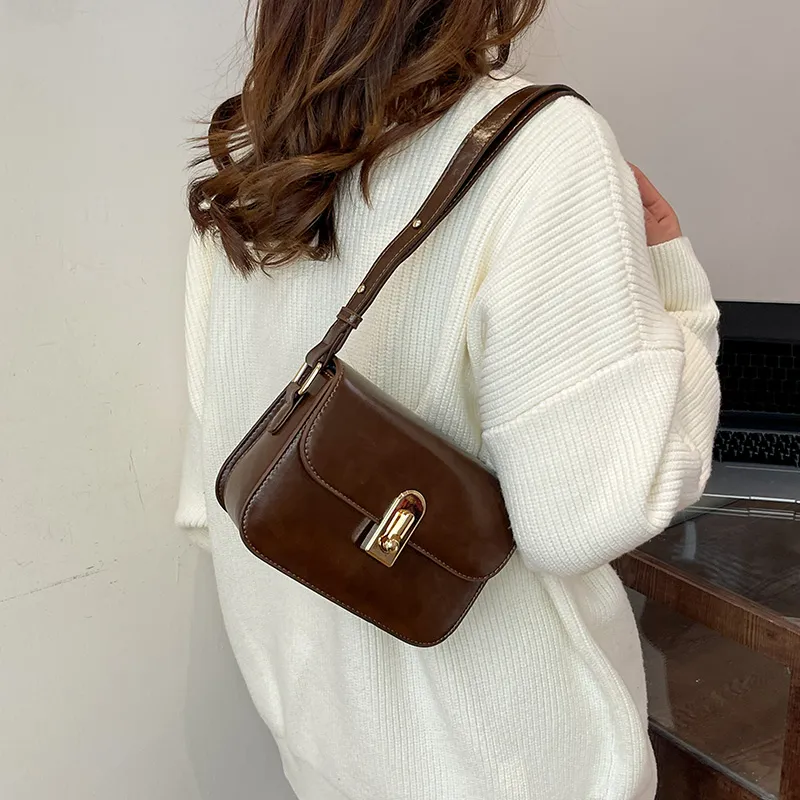 HACIN Pu Shoulder Bag, Crossbody Bag Women's Ecru/Black/Burgundy/Coffee-9