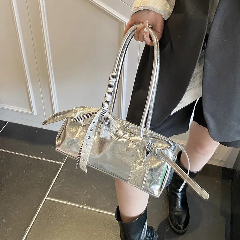 HACIN PU Shoulder Bag Women's Silver-2