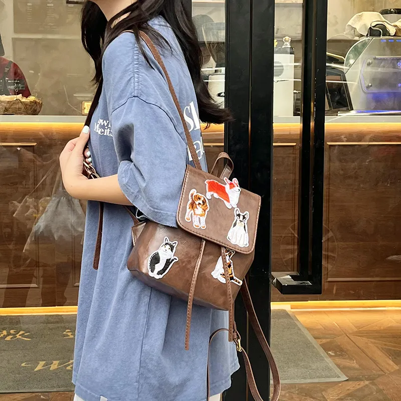 HACIN PU Backpack Regular Women's Brown-2