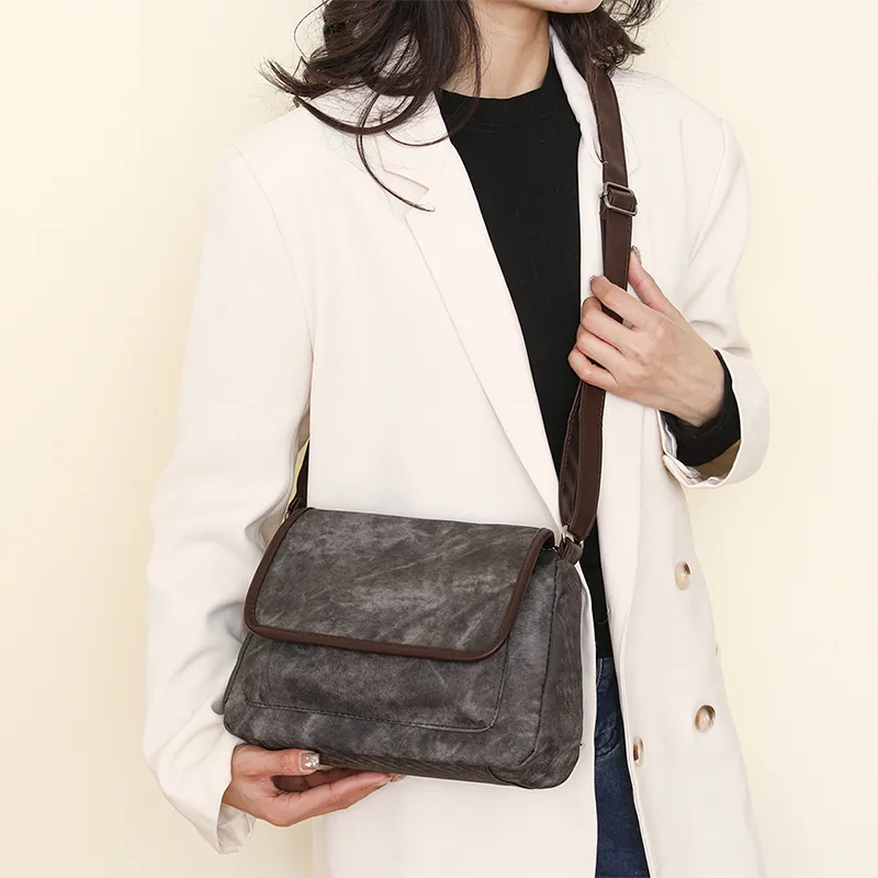 HACIN PU Shoulder Bag, Crossbody Bag Regular Women's Gray/Black/Khaki/Blue/Brown-3