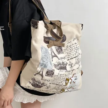 HACIN Canvas Backpack Regular Women's White