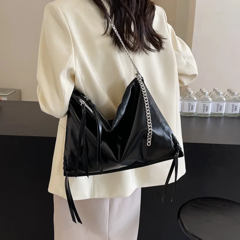 HACIN PU Crossbody Bag, Shoulder Bag Women's Silver/Black-5