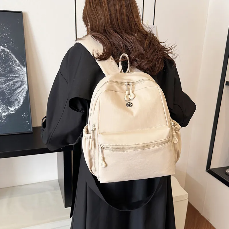 HACIN Oxford Backpack Women's Ivory/Black/Mint Green/Dusty Pink-1