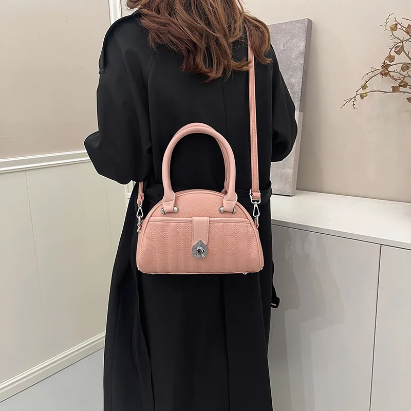 HACIN PU Handbag Regular Women's White/Black/Pink/Burgundy/Khaki/Blue/Coffee-4