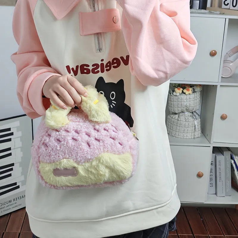 HACIN Plush Shoulder Bag Crossbody Bag Handbag Regular Women's Pink-2