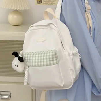HACIN Nylon Backpack Regular Women's White/Black/Yellow/Green/Blue