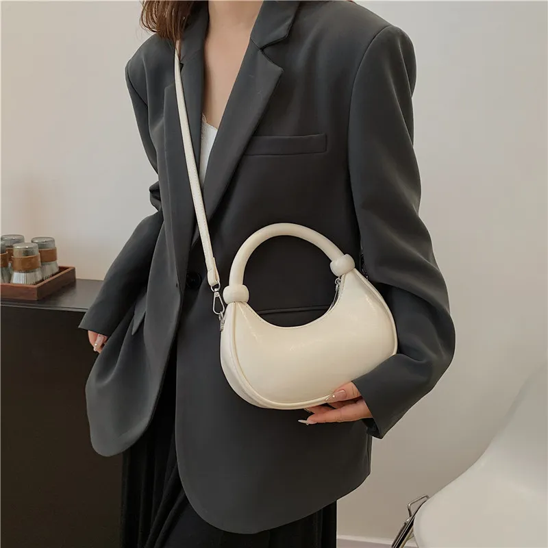 HACIN PU Handbag, Crossbody Bag Regular Women's White/Silver/Black/Laser Silver-2