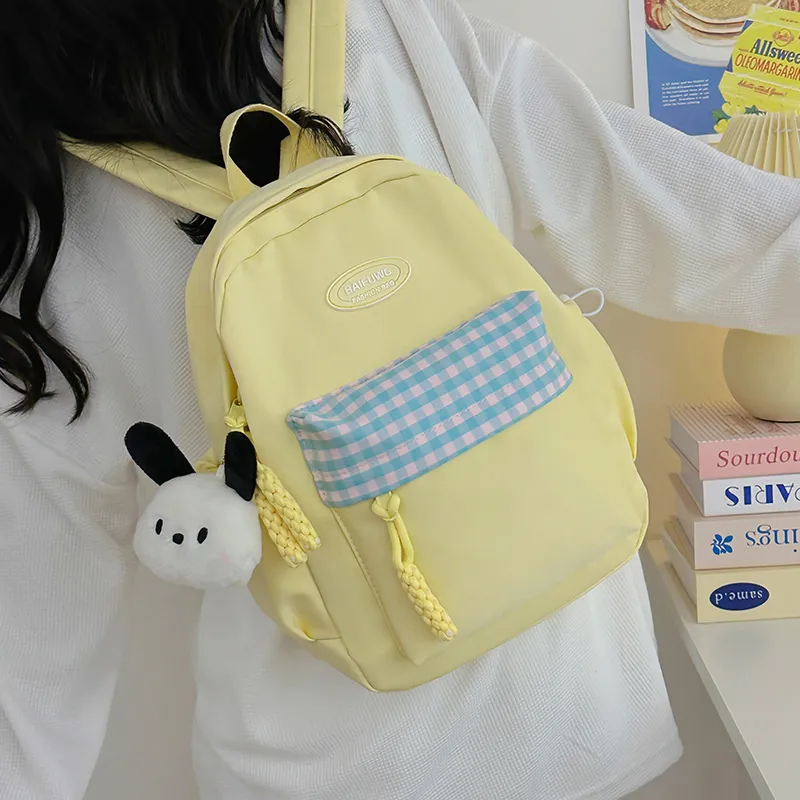 HACIN Nylon Backpack Regular Women's White/Black/Yellow/Green/Blue-7