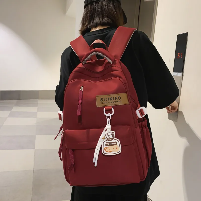 HACIN Nylon Backpack Unisex White/Black/Red/Blue-6