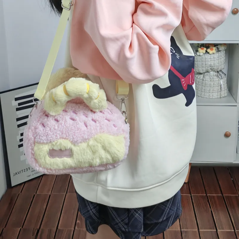 HACIN Plush Shoulder Bag Crossbody Bag Handbag Regular Women's Pink-4